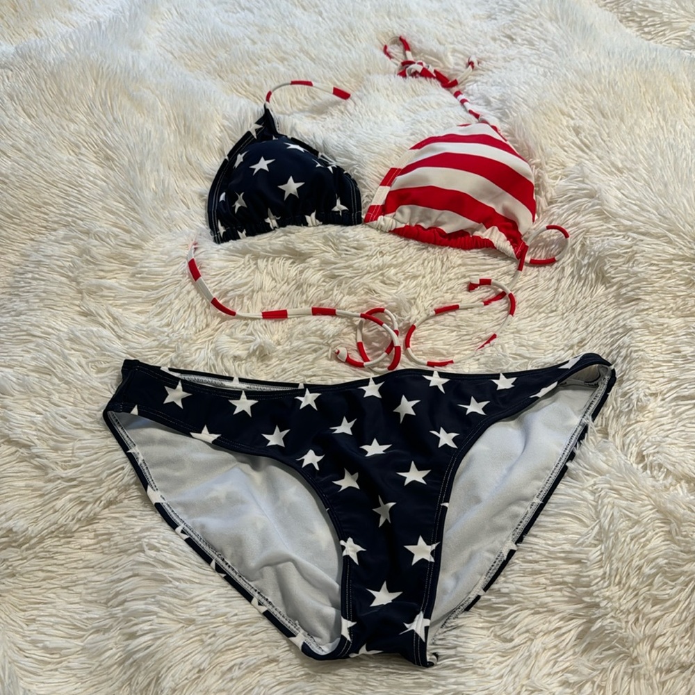 Old Navy U.S. America 🇺🇸 Flag bikini Top XL; Bottom L